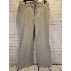CHICO'S Platinum Gray Denim High Rise Straight Rhinestones 2.5 (US L/14)